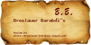 Breslauer Barabás névjegykártya